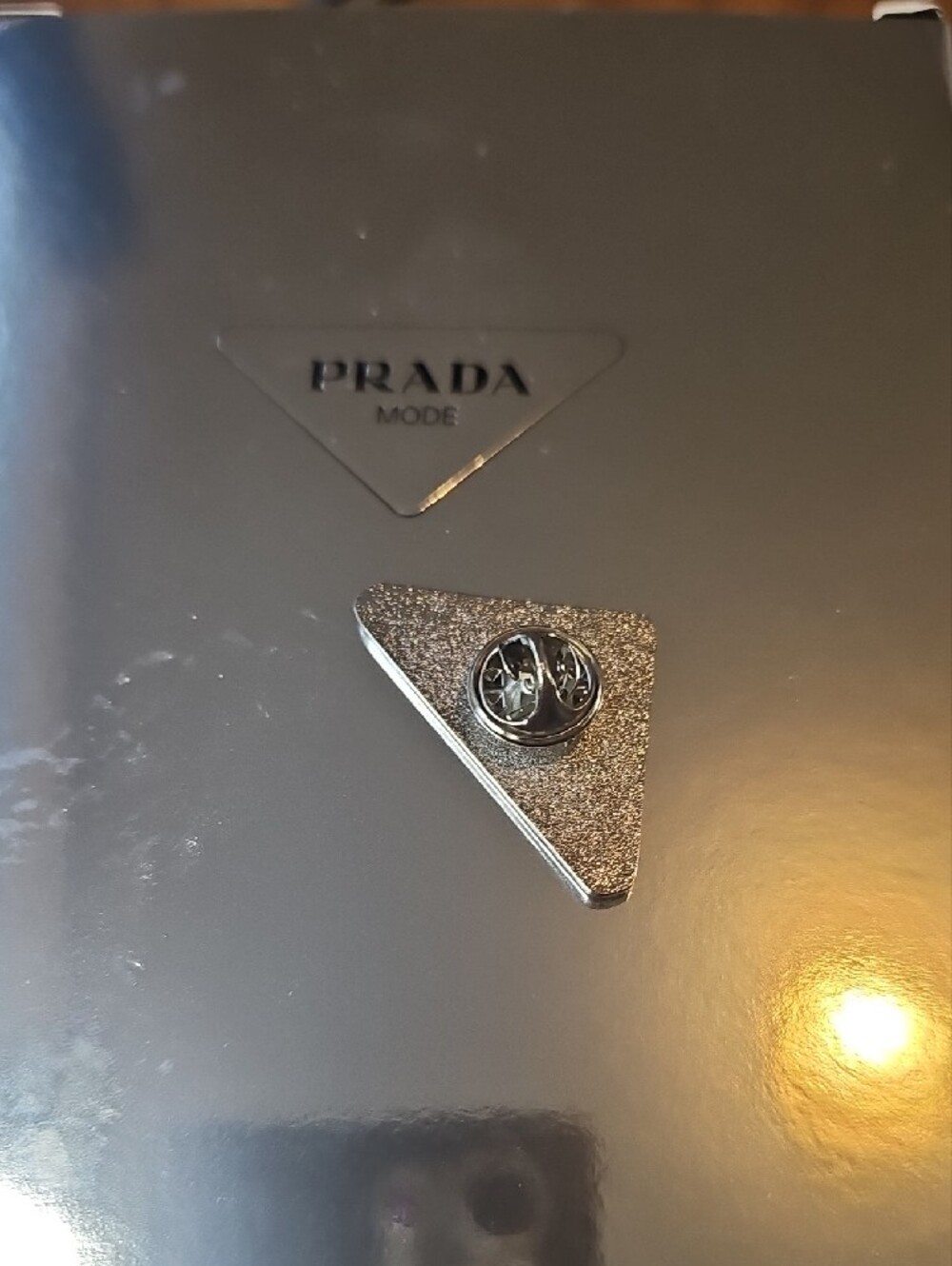Prada Red Triangle Logo Metal Pin Accessory - Picture 2 of 4